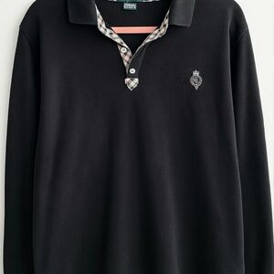 Ralph Lauren Black Polo with Plaid Collar